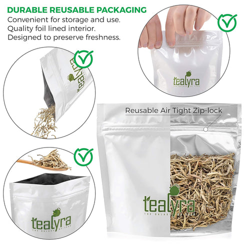 Tealyra - Luxury Jasmine Silver Needle White Losse Tea - Grown in Fujian China - Loose Leaf Tea - Caffeine Level Low - 110g (4-ounce)...