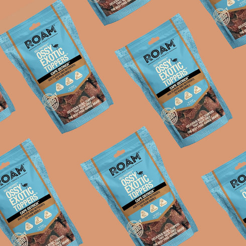 ROAM Ossy Exotic Dog Topper - Sustainably Raised Ostrich Meat Dog Food Topper - Non-GMO Ostrich Dog Treats 4 Ounce...