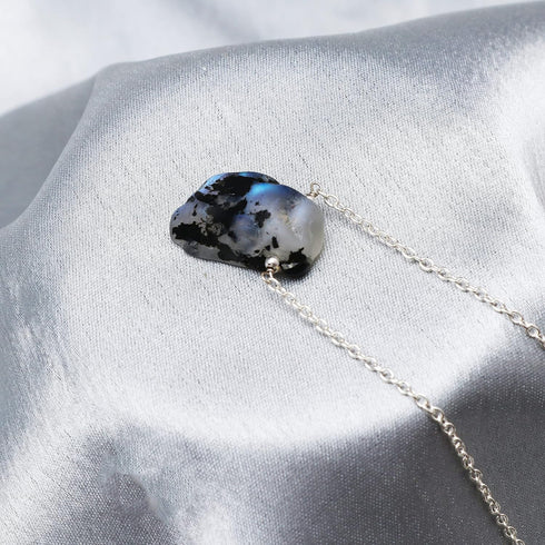 Gempires Raw Moonstone with Black Tourmaline Pendant Necklace, Handmade Crystal Jewelry, Everyday wear Necklace,16 + 2 Inch Silver Plated Adjustab...