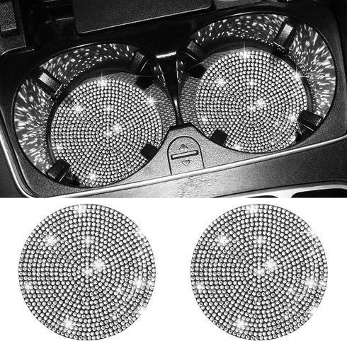 Car Cup Holder Coaster, 2 Pack Fashion Anti-Slip Shockproof Universal Vehicle Cup Holders Coasters Insert Bling Crystal Rhinestone Auto Automotive...