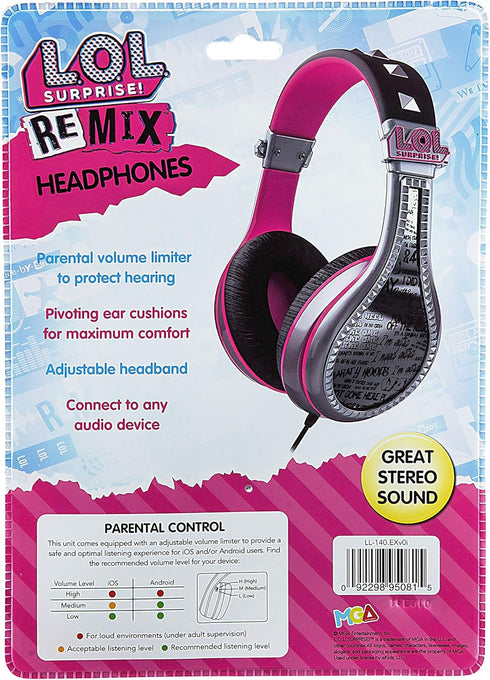 eKids LOL Surprise Headphones for Kids, Wired Headphones for School, Home or Travel, Tangle Free Stereo Headphones with Parental Volume Control, C...