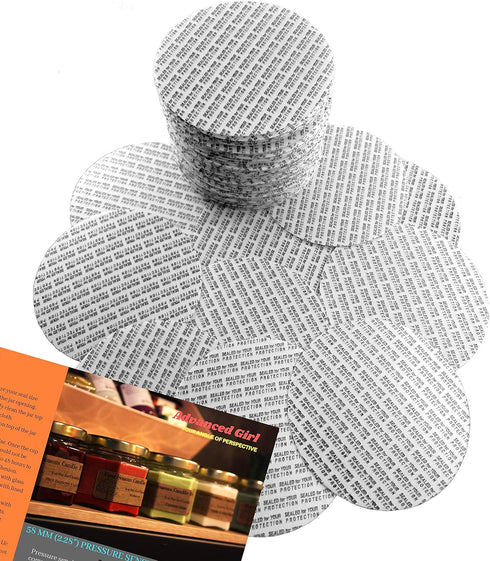 58mm (2.28") Torque Activated Pressure Sensitive Seals Cap Liners -Made in USA- 100 PCS - for Glass & Plastic Jars - No Induction Sealer Needed - ...