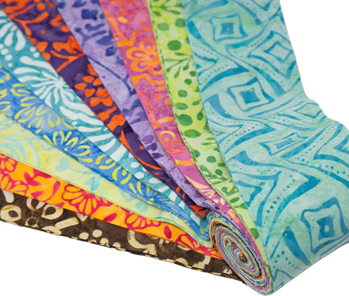 Stitch & Sparkle Indonesian Premium Batik Cotton Vibrant Dreams Jelly Roll 2.5''x 44''...