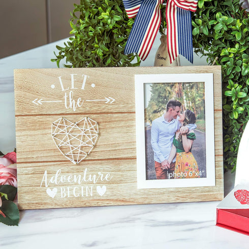 Engagement Wedding Gifts for Engaged Couples - Boyfriend, Girlfriend, Husband, Wife, or Fiance Romantic Love Picture Frame Gift - Let The Adventur...