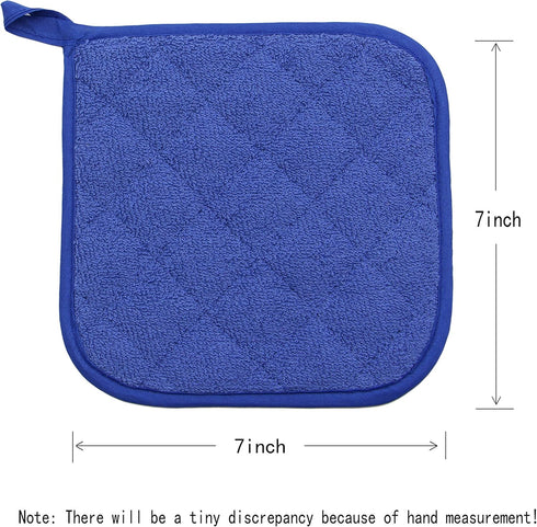 Cotton Pot Holders Cotton Made Machine Washable Heat Resistant Everyday Kitchen Basic Terry Pot Holder, Hot Pads, Trivet for Cooking and Baking Se...