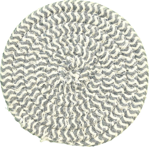 Stylish Braided Corded Coaster, Set of 4 (4" Round, Gray)...