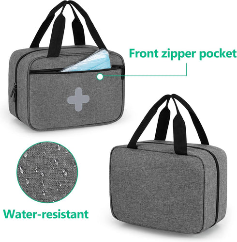 CURMIO Small First Aid Bag, Empty Emergency Trauma Kit Organizer bag for Hiking, Camping, Car, Travel, Home and Outdoor, Gray, BAG ONLY, Patent Pe...