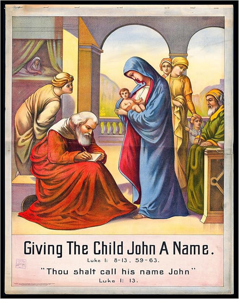 Posterizer 1 pcs-Giving the child John a name poster-Religious Posters-Gifts for Christians -Decor for Church, Sunday School Classroom- unframed w...