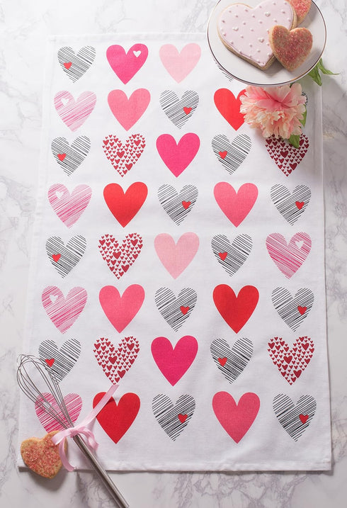 DII Valentine's Day Collection Kitchen, Dishtowel Set, 18x28, Hearts Collage, 2 Piece...
