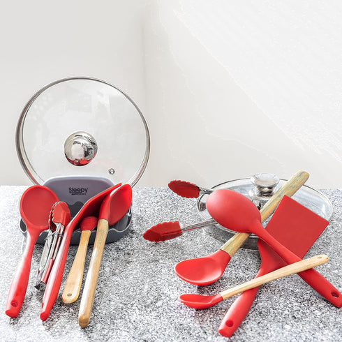 SleepySpoon - Spoon Rest for Kitchen Counter – Pot Lid Holder and Spoon Holder – Multipurpose Gadget Keeps Countertops Clean - Bonus Lid Lifter...