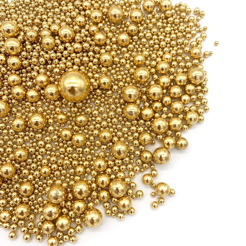 Weraru Edible Bright Gold Pearl Sugar Sprinkles Candy Mixing Size Baking Edible Cake Decorations Cupcake Toppers Cookie Decorating Celebrations We...
