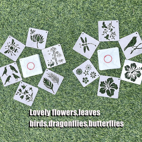 60pcs Stencils for Crafts Reusable,3inch Small Animal Plant Flower Insect Template for journaling,Card Making,Spray Painting,Drawing Creating on W...
