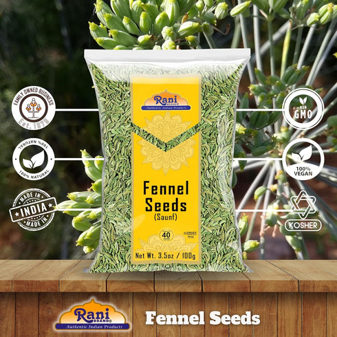 Rani Fennel Seeds (Saunf Sabut) Whole Spice 3.5oz (100g) ~ All Natural | Gluten Friendly | NON-GMO | Kosher | Vegan | Indian Origin...