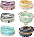 LOYALLOOK 6 Sets Bohemian Stackable Bead Bracelets for Women Stretch Bohemian Style Stretch Multilayered Boho Bracelet Set...