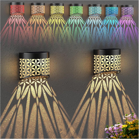 Solar Deck Lights, Iron Solar Fence Lights Outdoor Waterproof Garden Decorative Lighting for Wall, Post, Patio, Step, Stair, Yard- 2 Pack...