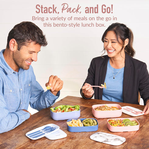 Bentgo Classic - Adult Bento Box, Stackable 3-Compartment Lunch Box with Removable Utensil Set and Sealing Strap, BPA-Free, Food Container Ideal f...