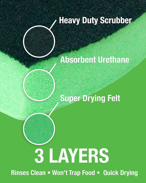 Heavy Duty Odor Resistant Scrub Sponge, Multi-Purpose Sponge for Kitchen and Household, Safe for Non-Coated Cookware (18 sponges)...