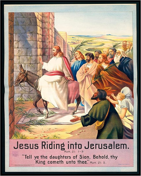 Posterizer 1 pcs-Jesus riding into Jerusalem poster-Religious Posters-Gifts for Christians -Decor for Church, Sunday School Classroom- unframed wa...
