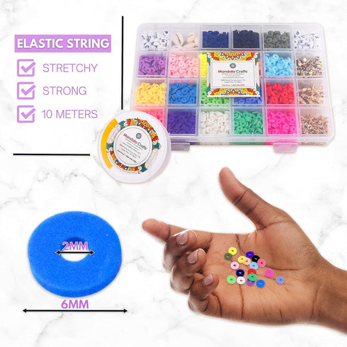 Mandala Crafts Assorted Heishi Beads for Jewelry Making - 4819 Assorted Polymer Clay Beads for Bracelets Making - Assorted Flat Beads Disc Beads 6...