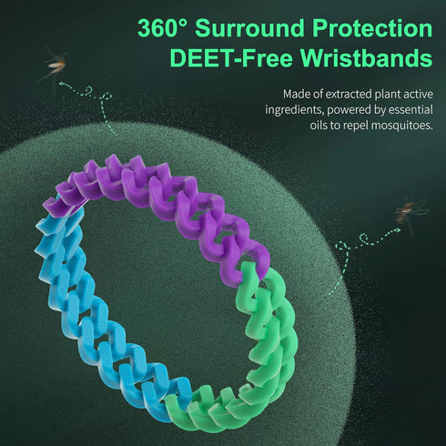 6 Pack Mosquito Repellent Bracelets for Adults and Kids, DEET-Free Insect & Bug Repellent Bands, Individually Wrapped Repellent Wristbands for Out...
