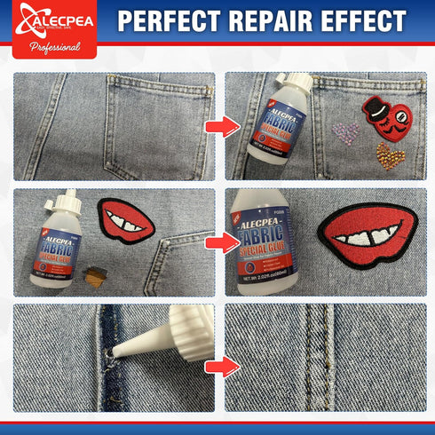 60ML Fabric Glue for Clothing Permanent Washable 100% Waterproof, No Sew Solution, Washer/Dryer Safe...