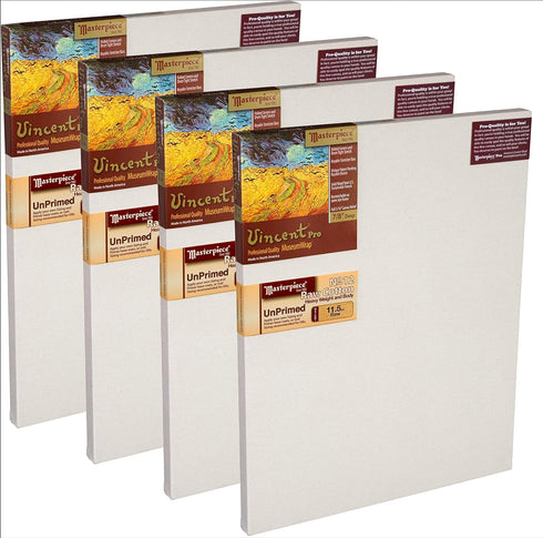 MASTERPIECE Z2VR-0404 Vincent Pro 7/8" Deep Raw Unprimed Heavy Weight #12 Cotton 11.5 oz Stretched Canvas 4" x 4" Natural 2 Pack...