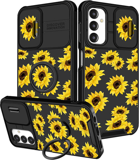 (2in1 for Samsung Galaxy A13 5G Case for Women Sunflower Cute Girls Phone Cover Floral Flower Girly Aesthetic Sun Flower Design with Camera Cover ...