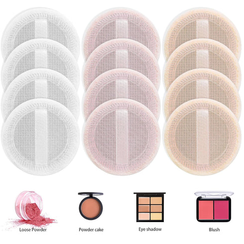 24Pcs Powder Puff Cotton Round Makeup Puff Pads with Strap Face Powder Puffs for Loose and Foundation Cosmetics Sponge Powder Puffs...