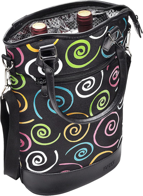 Tirrinia Insulated Wine Gift Carrier Tote - Travel Padded 2 Bottle Wine/Champagne Cooler Bag for Portable Wine Bottle Carrying Case, Women Men Eve...