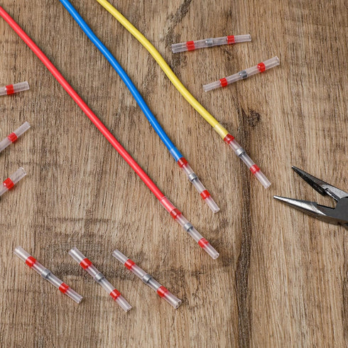 150 Pcs Solder Seal Wire Connectors, Solder Butt Connectors Heat Shrink, Red 22-18 AWG Wire Splice Connectors, for Marine Automotive Boat Wire Joi...