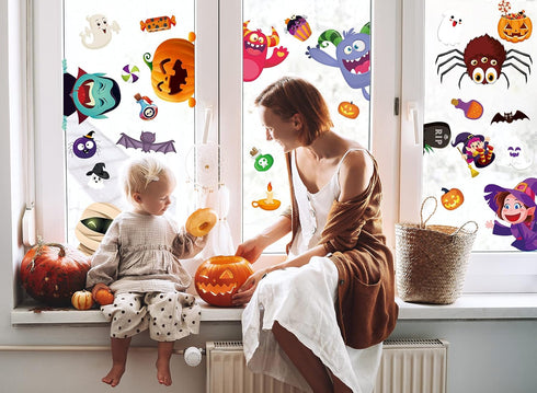 BAYLAY Halloween Window Clings - 10 Sheets Halloween Window StickersDouble Sided Halloween Window Decorations Hallween Window Clings for Class Hal...