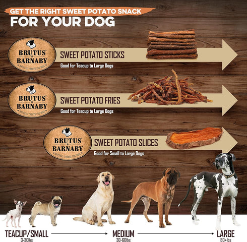 BRUTUS & BARNABY USA Sweet Potato Dog Treats - Crunchy Grain Free Cinnamon Apple Sticks, Promotes Positive Gut Health with Natural Anti-Diarrhea P...