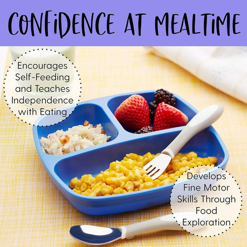 ECR4Kids ELR-18101-TRP My First Meal Pal Divided Plates – Stackable, BPA-Free Plastic Dishes, Dishwasher Safe, Portion Plate Set for Baby, Toddler...