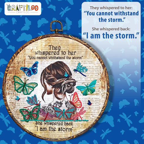 CRAFTILOO I Am The Storm Hand Embroidery kit for Beginners .Beginner embroidery kit for adults with Stamped Embroidery Patterns. Embroidery Kits f...