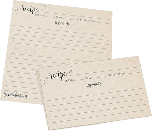 321Done Folding Recipe Cards (Set of 50) - Folds to 3x5 from 6x5 - Double-Sided From the Kitchen Of Vintage Rustic Kraft Design – Heavy Cardstock ...