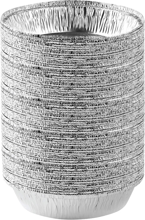 PLASTICPRO 7'' Inch Round Tin Foil Pans Disposable Aluminum, Freezer & Oven Safe - For Baking, Cooking, Storage, Roasting, & Reheating, Pack of 50...