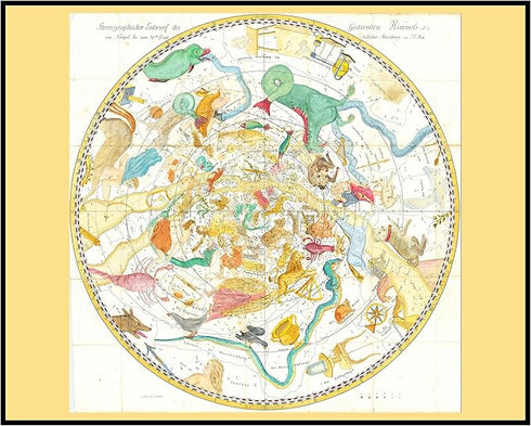 Posterizer 1 pcs-vintage star charts of north pole by Bode-Astrology & Zodiac Art-Astronomy & Celestial Art-Gift for Steampunk and Astrology Lover...