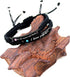 Uloveido 1 Pair Handmade Braided Engraved Bracelets for Couples, Couples His and Hers Bracelets for Men Women Him and Her Birthday Valentine's Day...