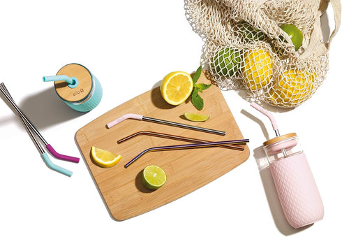 Ello Impact 4 Pack Reusable Metal Straws with Silicone Tips Made from Stainless Steel, Dishwasher Safe, BPA-Free with Cleaning Brush, June Breeze...
