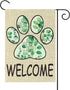 WATINC Paw Print Garden Flag - Spring Summer Eucalyptus Leaf Welcome Linen Garden Flag, 12 x 18 Inch Double Sided Seasonal Holiday Farmhouse Yard ...