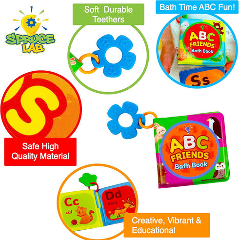ABC Friends Magic Color Bath Books - 4 Bath Book Set - Educational Baby Bath Toys - Magic Appearing Animals in Water - Teething Toys for Babies - ...