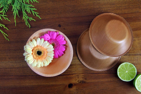25 Disposable Mini Palm Leaf Bowls, 6.3 oz, Round 5" Small Dessert Bowls, Dip Bowls, Charcuterie Cups, Dipping Sauce Cups, Condiment cups, Eco-Fri...