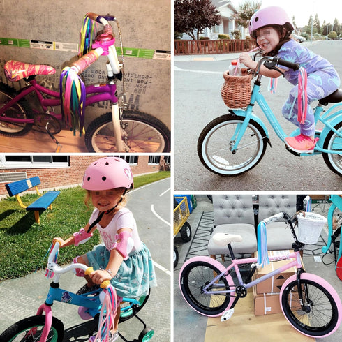 2pcs 29cm Length Polyester Silky Ribbons Streamers Bike Tassels Handlebar Tassels for Children Kid's Bike,Bicycle,Scooter,Baby Carrier Grips Decor...