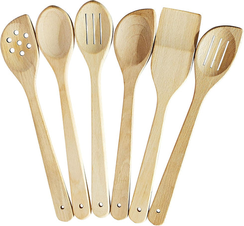 Healthy Wooden Spoons For Cooking Set of 6. Safe and Reliable Cooking Utensils for Kitchen – 100% Natural Nonstick Wood Spatula Spoon For Scraping...