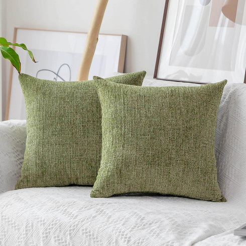 Home Brilliant Sage Green Spring Pillow Covers Chenille Velvet Plush Decorative Throw Pillow for Couch Sofa Decor, 2 Packs 18x18 inch (45cm), Fres...