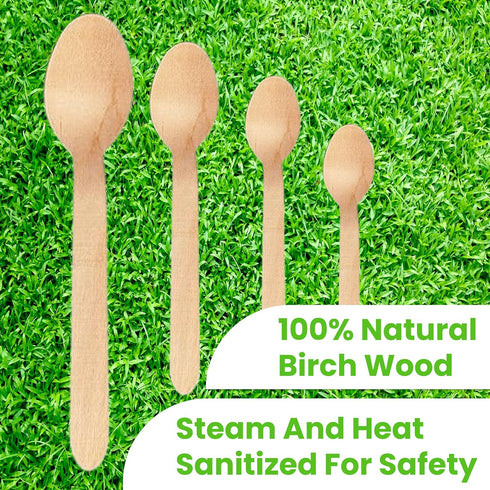 Concession Essentials Disposable Wooden Cutlery Spoons, Compostable and Earth Friendly, 6.25 Inch Length - Pack of 100 Spoons...