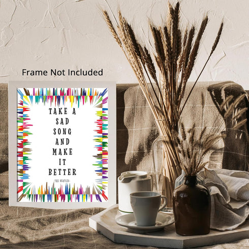 Posterizer 1 pcs-Hey Jude-Take a Bad Song, Make It Better-The Beatles-Musical Art Collection-Quotes-Gift for Music Fans- Decor for Gym, Studio- un...