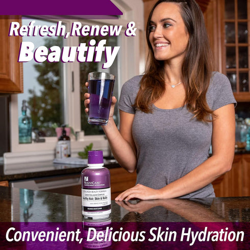 Rejuvicare Liquid Collagen Beauty Formula with Amino Acids, Protein and Biotin, Delicious Grape Flavor, Purple 16 oz ,32 servings...