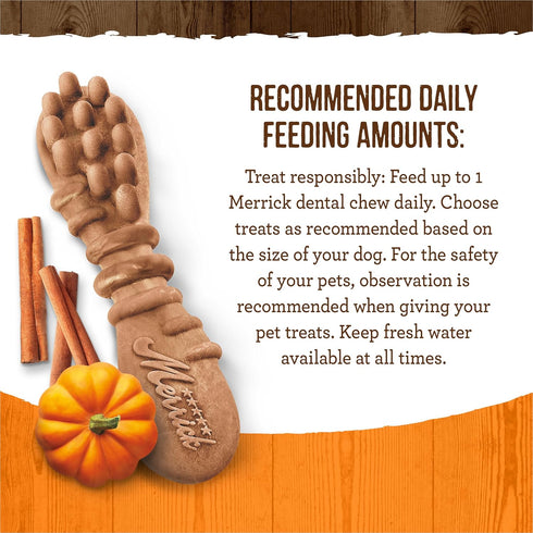 Merrick Fresh Kisses Natural Dental Chews, Treats Infused with Pumpkin and Cinnamon for Medium Dogs 25-50 Lbs - 8.1 oz. Pouch...