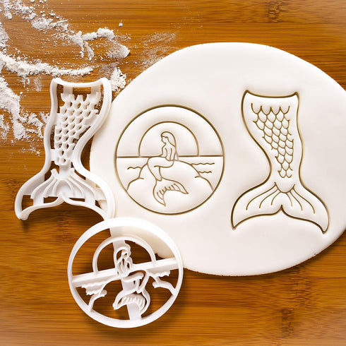 Set of 2 Mermaid cookie cutters (Designs: Sunset and Tail), 2 pieces - Bakerlogy...